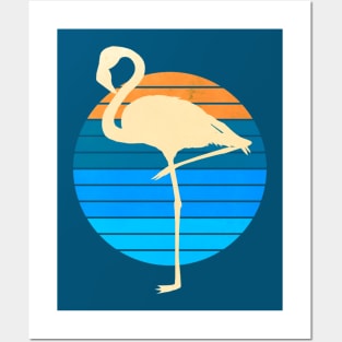 80s Flamingo Sunset Graphic Posters and Art